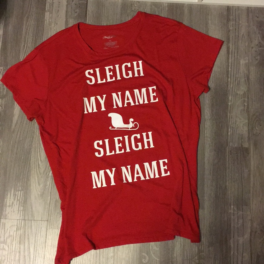 XL Christmas Santa Red shirt top “Sleigh My Name”